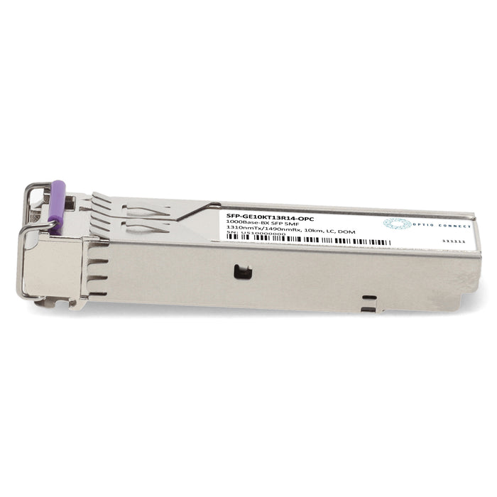 Juniper Networks® SFP-GE10KT13R14 Compatible TAA 1000Base-BX SFP Transceiver (SMF, 1310nmTx/1490nmRx, 10km, LC, DOM)