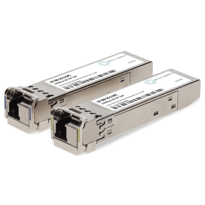 1 Pair of Ubiquiti® UF-SM-1G-S Compatible TAA 1000Base-BX SFP Transceiver (SMF, 1310nmTx/1550nmRx and 1550nmTx/1310nmRx, 3km, LC, DOM)