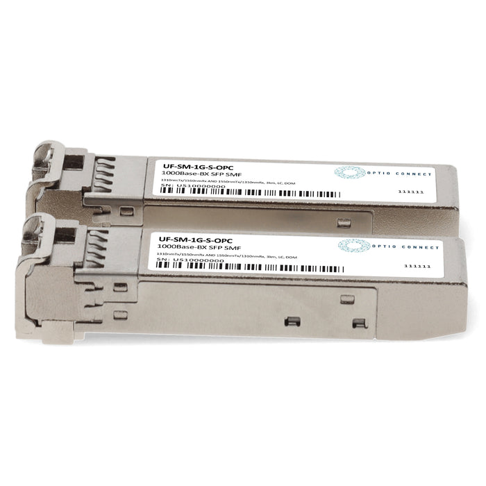 1 Pair of Ubiquiti® UF-SM-1G-S Compatible TAA 1000Base-BX SFP Transceiver (SMF, 1310nmTx/1550nmRx and 1550nmTx/1310nmRx, 3km, LC, DOM)