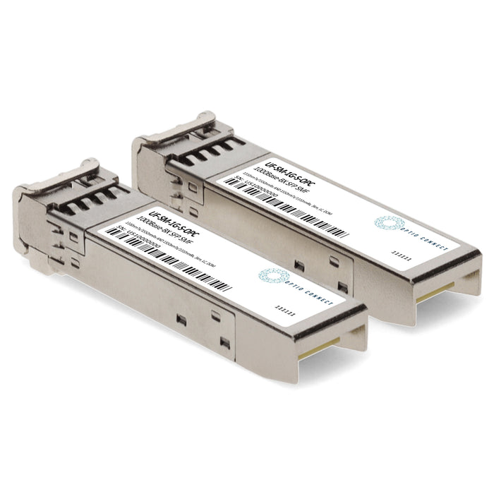 1 Pair of Ubiquiti® UF-SM-1G-S Compatible TAA 1000Base-BX SFP Transceiver (SMF, 1310nmTx/1550nmRx and 1550nmTx/1310nmRx, 3km, LC, DOM)
