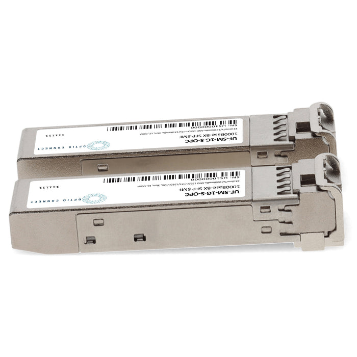 1 Pair of Ubiquiti® UF-SM-1G-S Compatible TAA 1000Base-BX SFP Transceiver (SMF, 1310nmTx/1550nmRx and 1550nmTx/1310nmRx, 3km, LC, DOM)