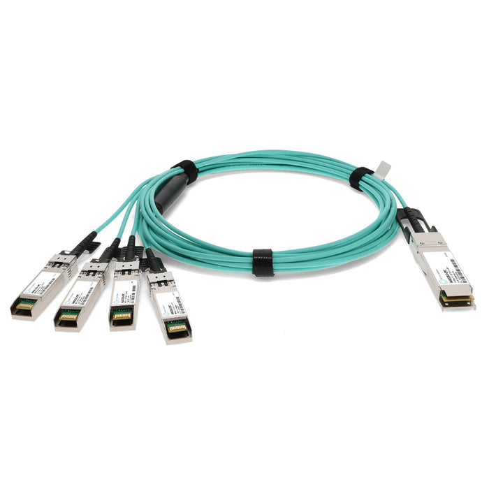 Intel X4AOCBL3 Compatible TAA Compliant 40GBase-AOC QSFP+ to 4xSFP+ Active Optical Cable (850nm, MMF, 3m)