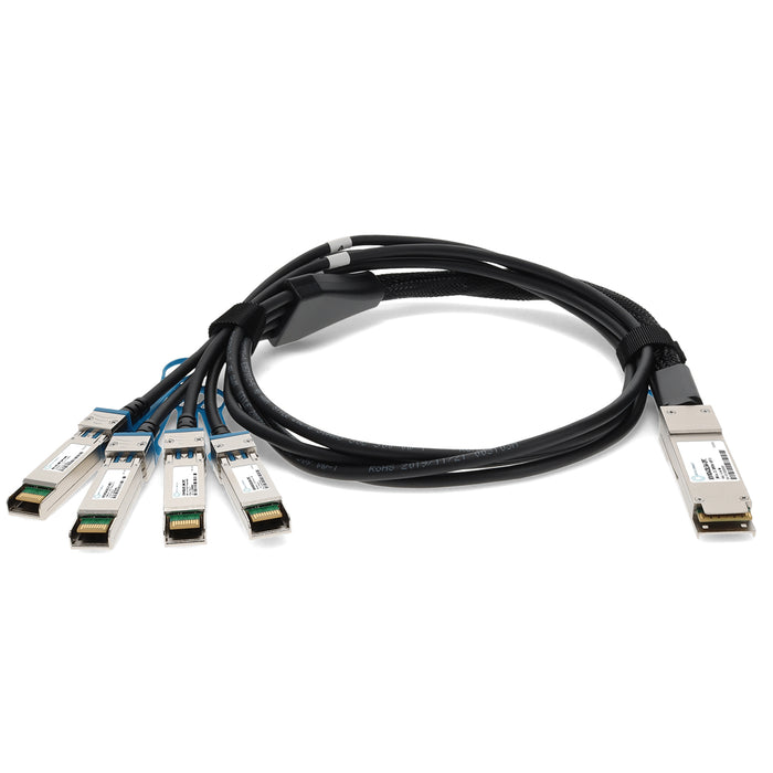 Intel XXV4DACBL5M Compatible TAA Compliant 100GBase-CU QSFP28 to 4xSFP28 Direct Attach Cable (Passive Twinax, 5m)