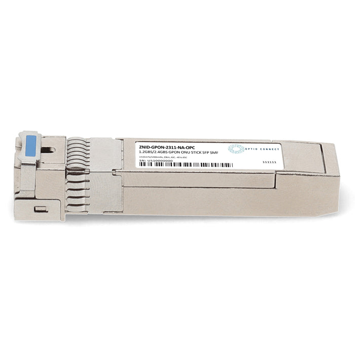Zhone® ZNID-GPON-2311-NA Compatible TAA GPON ONU 1.2Gbs/2.4Gbs SFP Transceiver (SMF, 1310nmTx/1490nmRx, 20km, ASC, -40 to 85C)